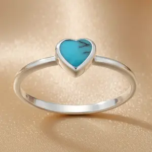 Turquoise Heart Ring - Sterling Silver 925
