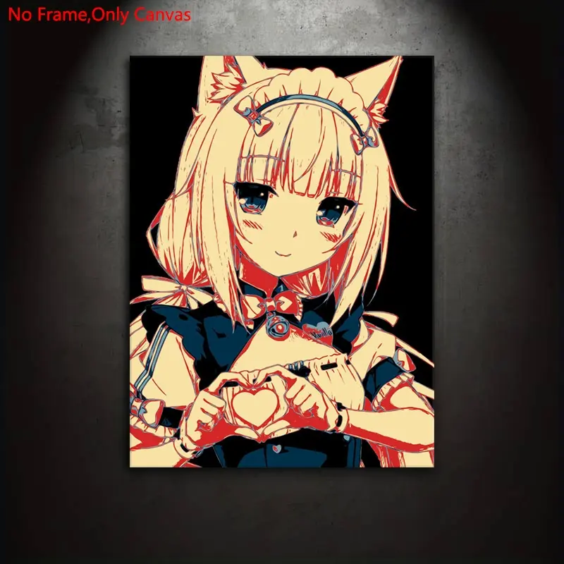 1 Piece/Set Frameless Canvas Painting Print Poster, Classic Comic Art, Nekopara Vanilla, Vibrant cartoon design. An ideal gift for Japanese anime enthusiasts, and ideal for bedroom, living room, kitchen, and other room decor