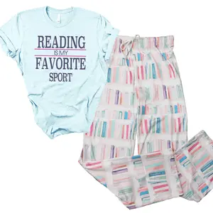 Book Lover Pajama Pants Set – Reading Is My Favorite Sport, Booktok bookish pjs, Cozy Reading Lounge Pants Set