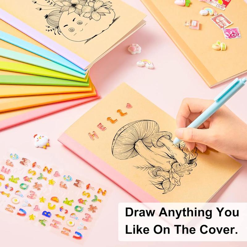 16 Pack Composition Notebook Bulk, Kraft Cover Lined Blank College Ruled Travel Journals with Pastel Color Spine For Women Students Office, 60 Pages, 8.3”x 5.5”, A5, 8 Pastel Colors