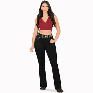 MONTERO Women's Western Cowboy Boot Cut Denim Jeans D842 Black Classic Design Comfortable Western Fit for All Occasions - Womenswear, Bottom