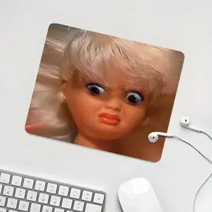 Funny Retro Doll Square mouse pad, Dislike Emoticons Desktop Decorative Protective Pad, Rubber Anti-slip Lockedge Work Pad, Small Size Suitable for Laptop, Desktop Computer Games, Work, Family, Mousepad