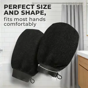 Double-Sided Exfoliating Bath Mitt, Rough Fiber Strongly Removes Dead Skin, Stress Relief, Effective Scrubbing Glove