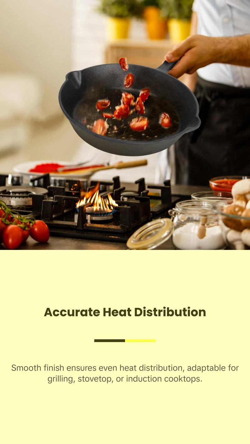 3Pcs Pre-Seasoned Cast Iron Skillet Set 6/8/10in Non-Stick Oven Safe Cookware Heat-Resistant Frying Pan Bake Induction