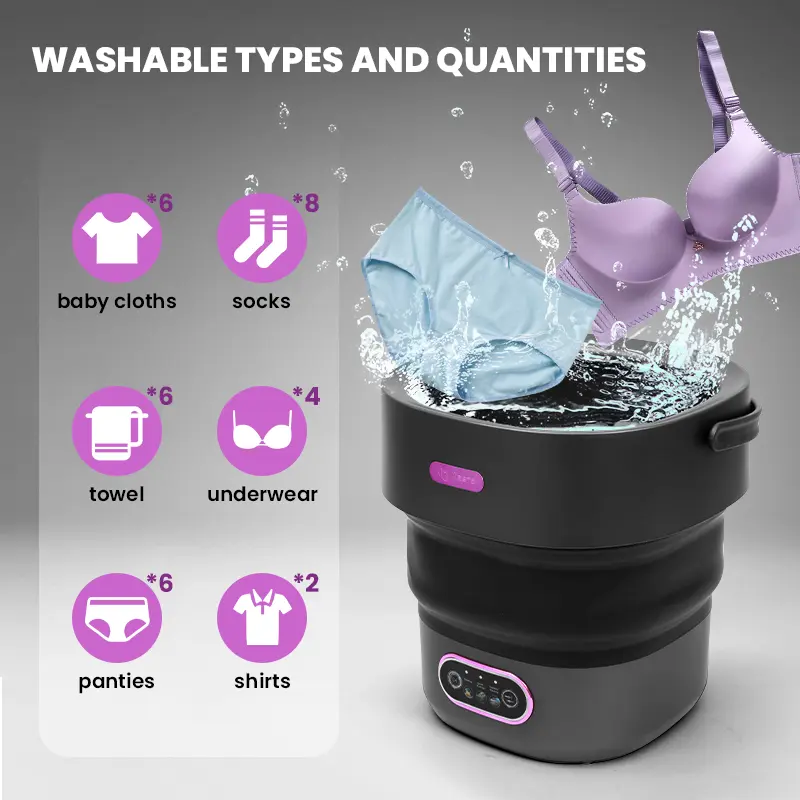 13/15L Portable Folding Washing Machine - Large-Capacity Foldable Design for Bedrooms, Hotels, Camping, and Small Clothing