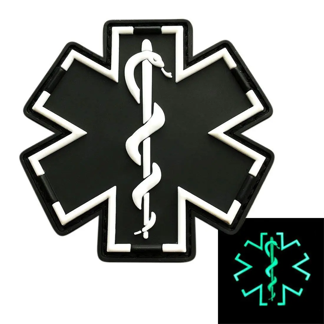 EMT Medic Ems Paramedic Hook Patch (2.5 inch 3D-PVC-Glow Dark MD4)