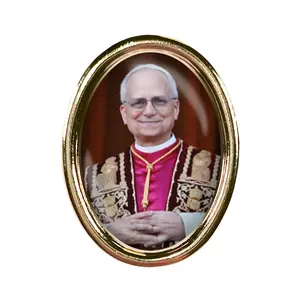 Pope Leo XIV Photo Lapel Oval Pin 3/4"