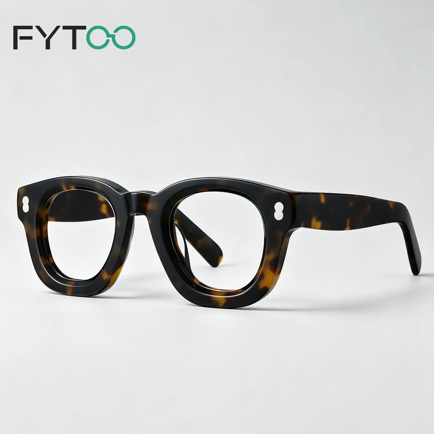FYTOO Thick Round Oval Acetate Eyeglass Frames Unisex Vintage Tortoise Handmade Solid Acetate Fashion Optical Glasses Frames for Men Women Daily Street Aesthetic 536603