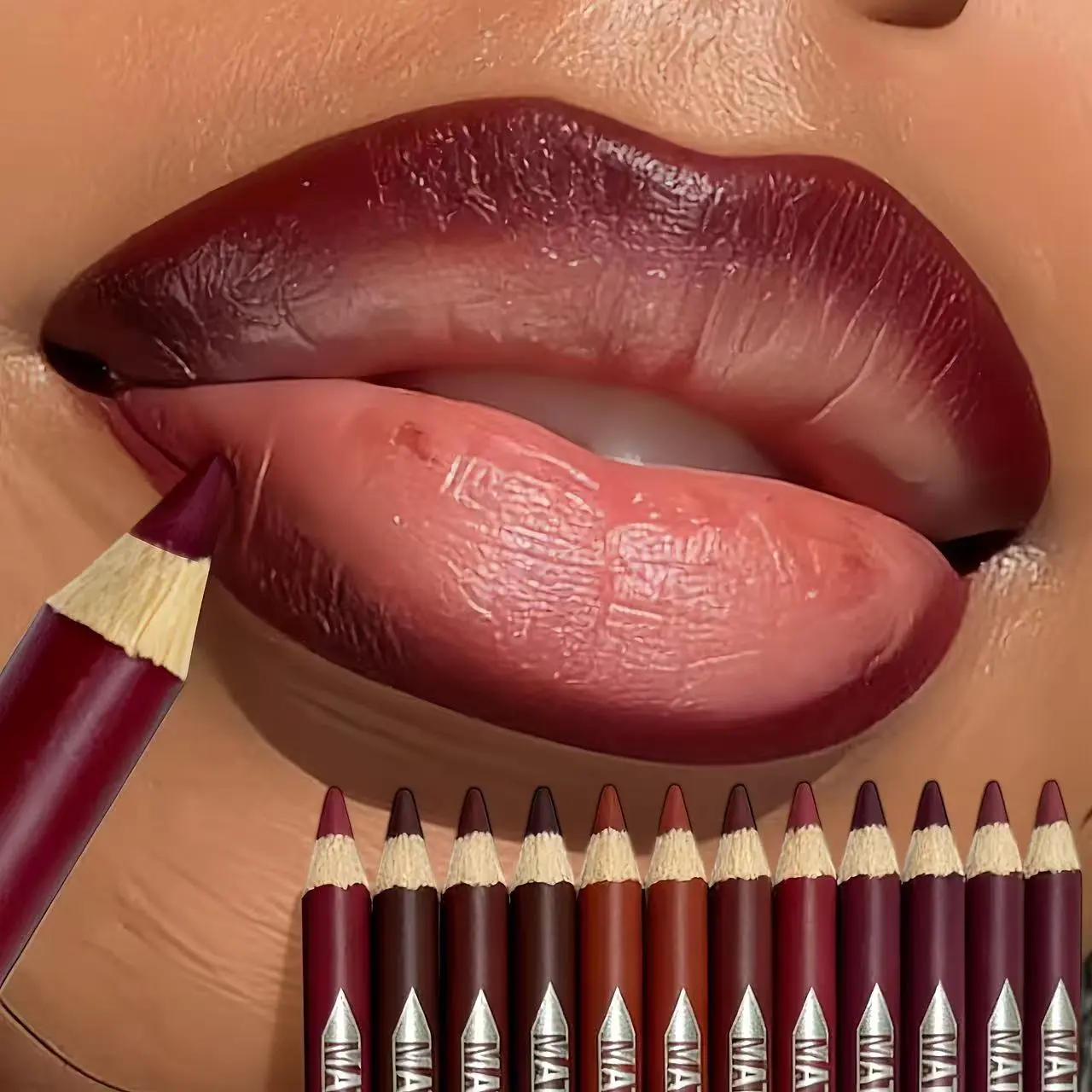 12-Piece Matte Lip Liner Set with Sharpener - Long-Lasting, Waterproof Pencil for a Flawless, Smooth Contour - Daily Lip Products, DG-LP-12P