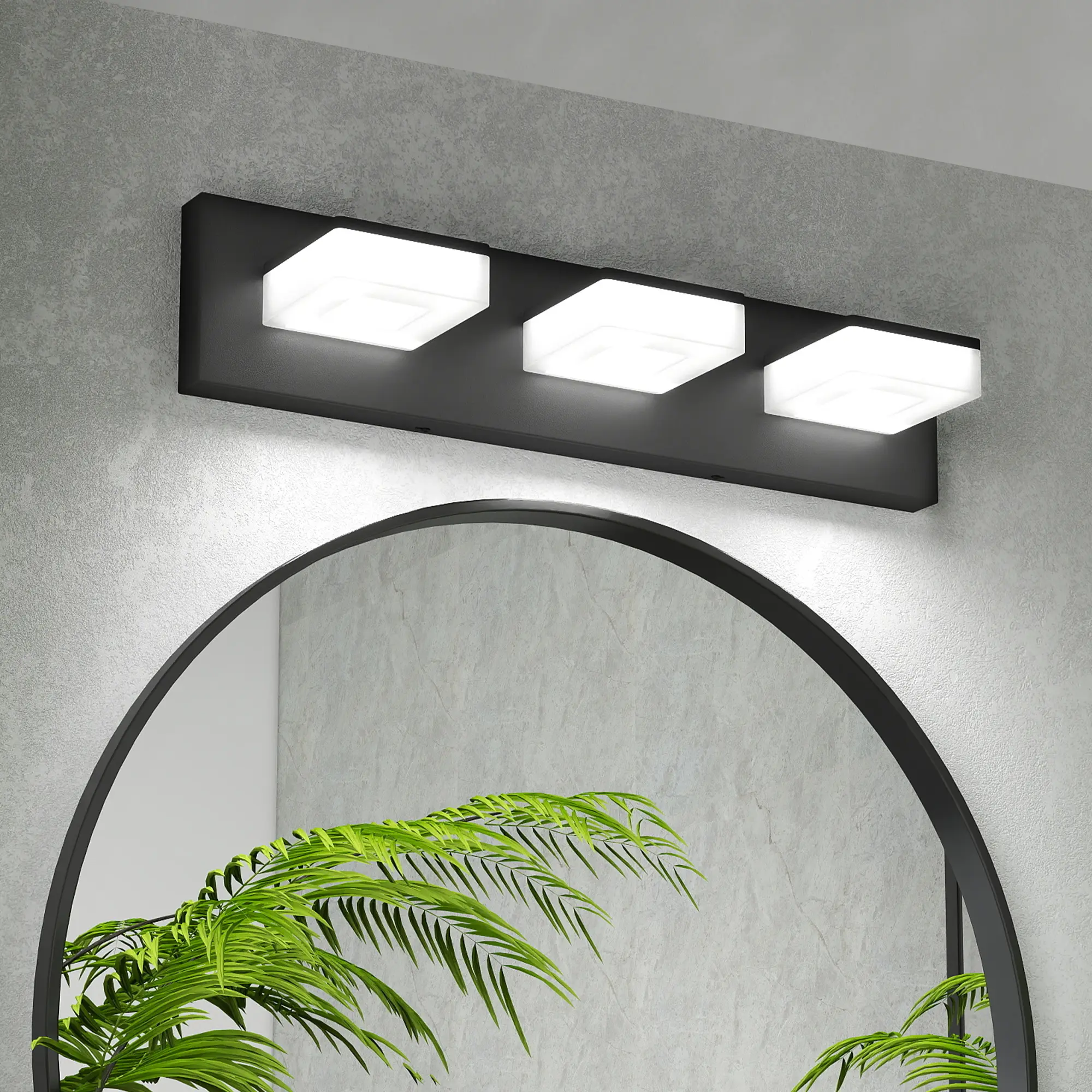 LED Modern Bathroom Vanity Light Fixture 3-Light 20-Inch Matte Black Acrylic Wall Lighting Over Mirror Cool White 6000K for Bathroom Makeup Vanity Dressing Room, Bathroom Furniture for Vanity Area, Storage, Remodel, Home Improvement