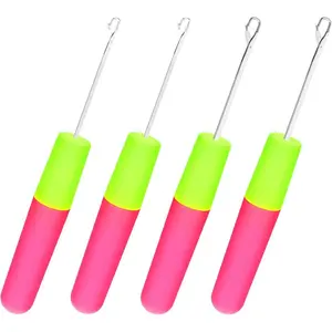 4 Pcs Hair Crochet Hook,2 Size Dreadlock Crochet Hook,Multi-Purpose Hairs Crochets Needle for Crochets Braids Hairs Extension Micro Braids,Feather,Carpet