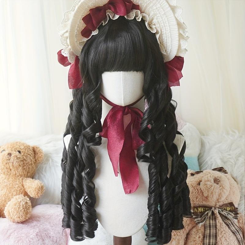 24 Inch Long Roman Curl Wig Princess Wig Bangs Black Blonde Coffee Color Elegant Party Cosplay for Adults