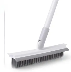 Grout Brush with Long Handle, Grout Cleaner for Tile Floors, Shower Tile Floor Scrubber for Cleaning Baseboard Bathroom