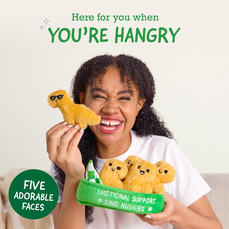 Emotional Support Dino Nuggies by Relatable, Cuddly Stuffed Animals and Dinosaur Toys, Great Valentine's Gift Ideas Kids, Includes 5 Dinosaur Plushies with Carrying Basket