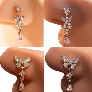 Butterfly Nose Rings with L Rod for Piercing