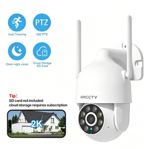 ARCCTV 2K Security Camera Outdoor 2.4G/5G WiFi Connection 24/7 Recording CCTV 360 PTZ Auto Tracking Color Night Vision IP65 Waterproof Easy Setup 2 Way Audio