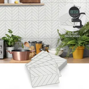 10 pieces self-adhesive peel and stick removable decorative backsplash faux tiles, rectangular bathroom wall tiles, for kitchen, bathroom, wall tiles - 23 cm x 7 cm