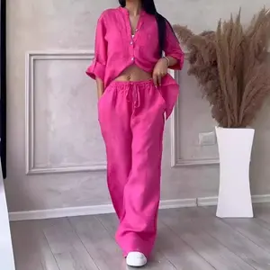 Women's Drawstring Wide Leg Jeans High Waisted Loose Fit Denim Pants  suit Casual Comfort Chic Baggy