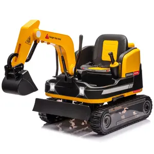 360-Degree Rotating Ride-On Excavator and Bulldozer with Track Design Wheels for All-Terrain Play Remote Control MP3 Toolbox for Kids and Parents Interactive Construction Toy