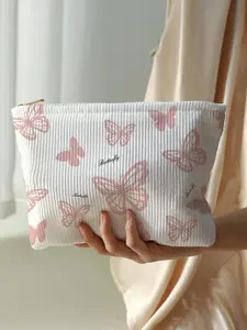 Butterfly Pattern Makeup Bag, Casual Lightweight Multi-functional Cosmetic Storage Bag, Zipper Makeup Organizer Pouch for Travel, Commute, Work, Daily Used, Cosmetics Bag