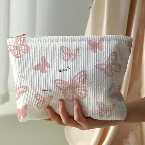 Butterfly Pattern Makeup Bag, Casual Lightweight Multi-functional Cosmetic Storage Bag, Zipper Makeup Organizer Pouch for Travel, Commute, Work, Daily Used, Cosmetics Bag, Cosmetic Bags