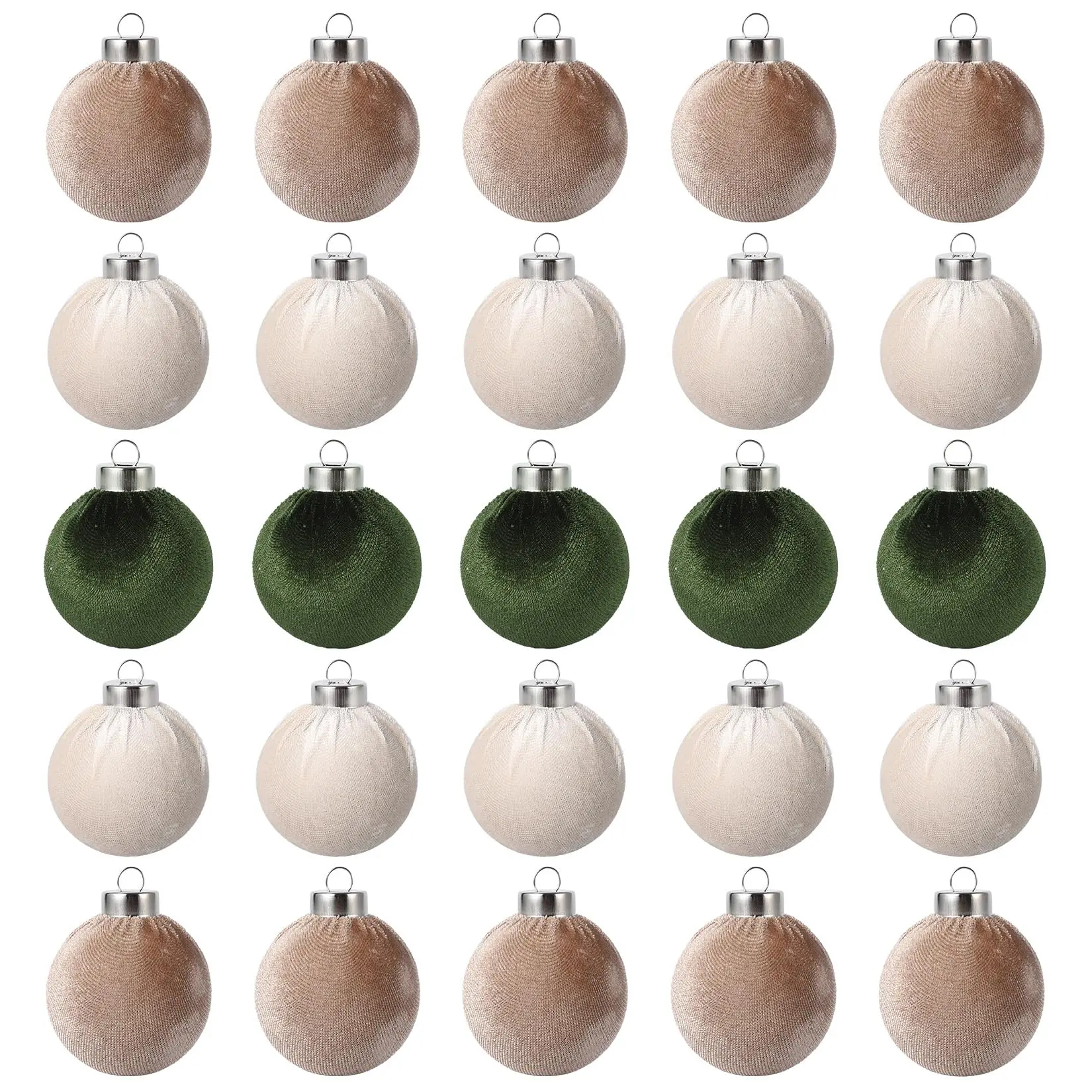 25 Pack Christmas Tree Decorations, 2.36 Inch (6 cm) Velvet Ball Ornaments Shatterproof Plastic Decorations for Xmas Tree Home Holiday Party Christmas Ornaments, Green Brown silver gray textilene chair nt series garden table acacia wood table top