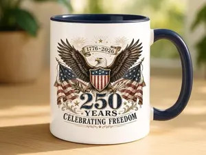 [Sale Up To 50%] America 250th Anniversary Accent Mug, United States 250 Years Semiquincentennial, Patriotic Made In USA Gift, Patriotic 4th Of July Keepsake Cup, 11oz ceramic accent mug