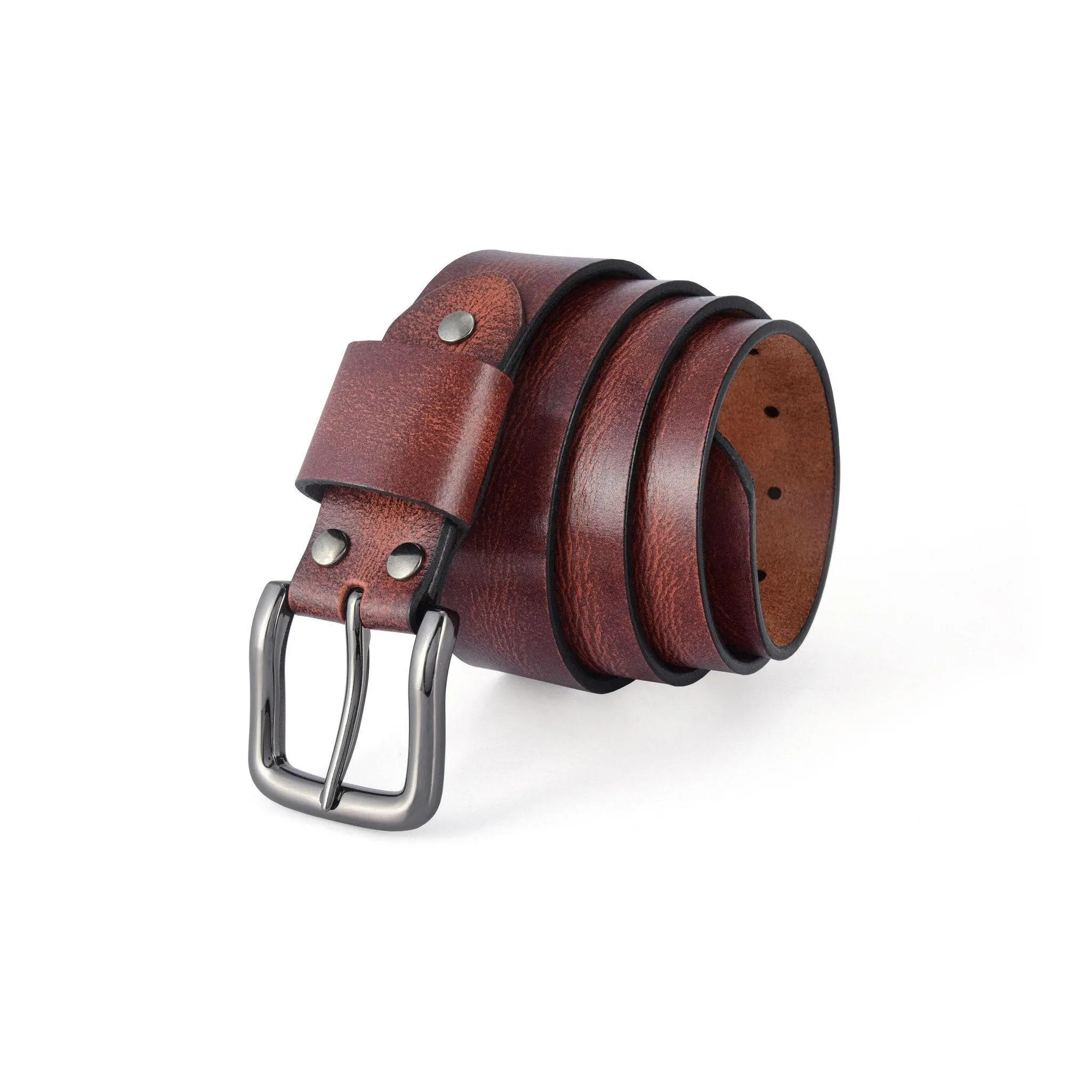 Handmade Leather Belt Antique Maroon with Gun Metal Buckle - Personalized Gift for Boyfriend, Father & Husband -Perfect for Birthday/Holiday
