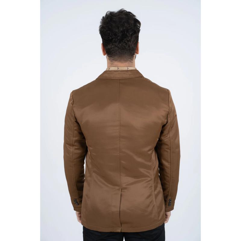 Platini:Men's Double Button Light Brown Blazer