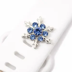 New Large Stone Snowflake Charm Silicone Bands - Blue Large Snowflake Charm