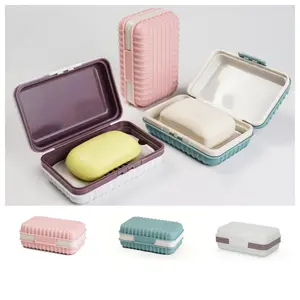 2pcs Soap Dish Set with Lids, Household Soap Holder, Non-Slip Design, Travel Essential, Soap Tray, Soap Stand, Travel Soap Box, Drainable