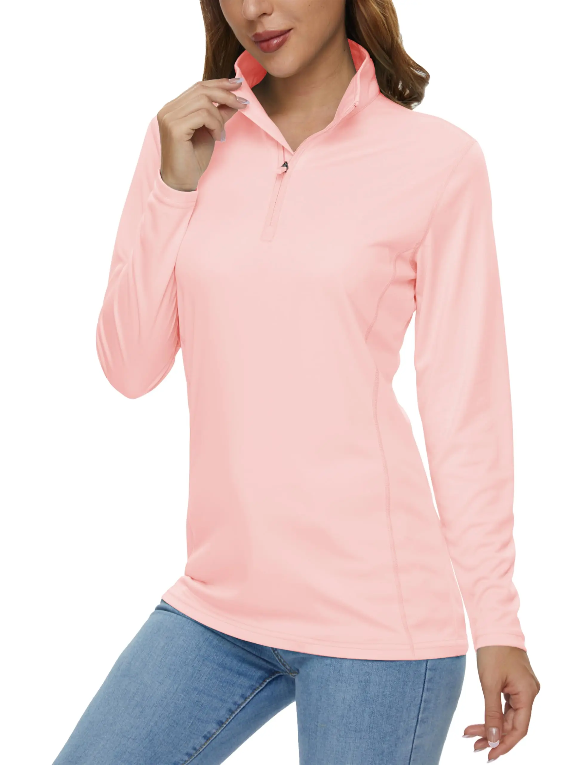 MAGCOMSEN Women's Shirts Long Sleeve 1/4 Zip UPF50+ UV Sun Protection Quick Dry Workout Hiking Athletic Shirts Rash Guard
