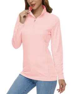 MAGCOMSEN Women's Shirts Long Sleeve 1/4 Zip UPF50+ UV Sun Protection Quick Dry Workout Hiking Athletic Shirts Rash Guard