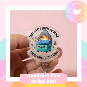 This Little light of mine Funny Badge Reel, Retractable Badge Reel, Interchangeable Badge Reel, Stocking Stuffer, Dumpster Fire