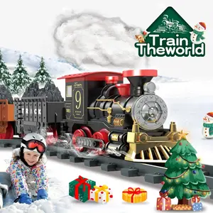 Electric Classical Steam Spray Small Train Set, No Electric Light Music Track Car, Toy Train for Indoor Interaction, Suitable for 3+ Years
