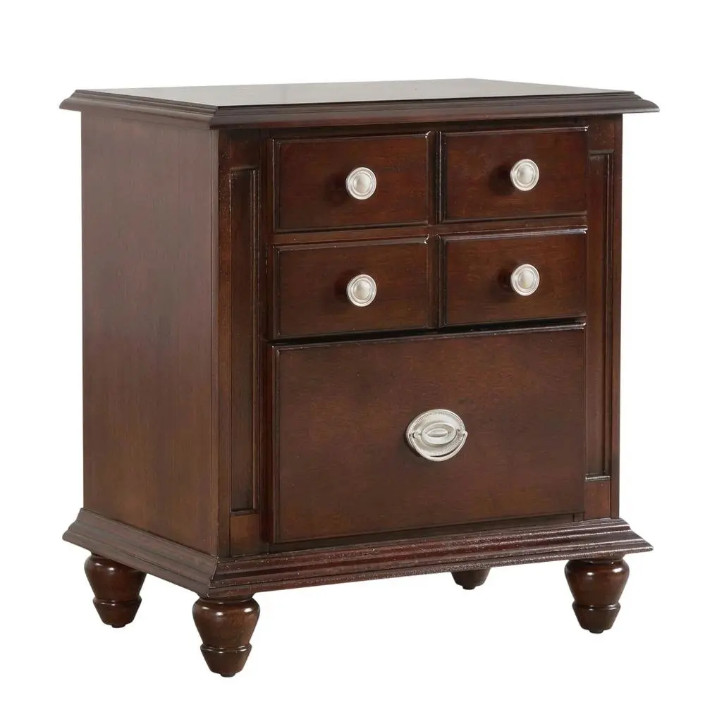 Cappuccino Nightstand with Dovetailed Drawers and Traditional Style