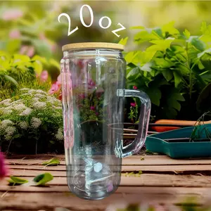 Snow Globe 20oz with Handle - Clear Glass Container for Beverage, Ideal for Travel and Enjoyment - Bottle, Drinkware