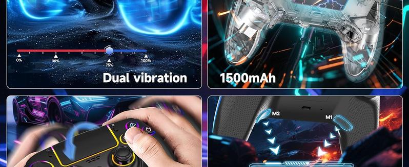 HUPEND Wireless Controller For PS-5/PC/MAC/iOS/Android/Steam Deck, Gamepad with 7 Variable Color RGB Light/Hall Effect Joystick/Dual Vibration/Turbo HUPEND Wireless Controller For PS-5/PC/MAC/iOS/Android/Steam Deck, Gamepad with 7 Variable Color RGB Light/Hall Effect Joystick/Dual Vibration/Turbo