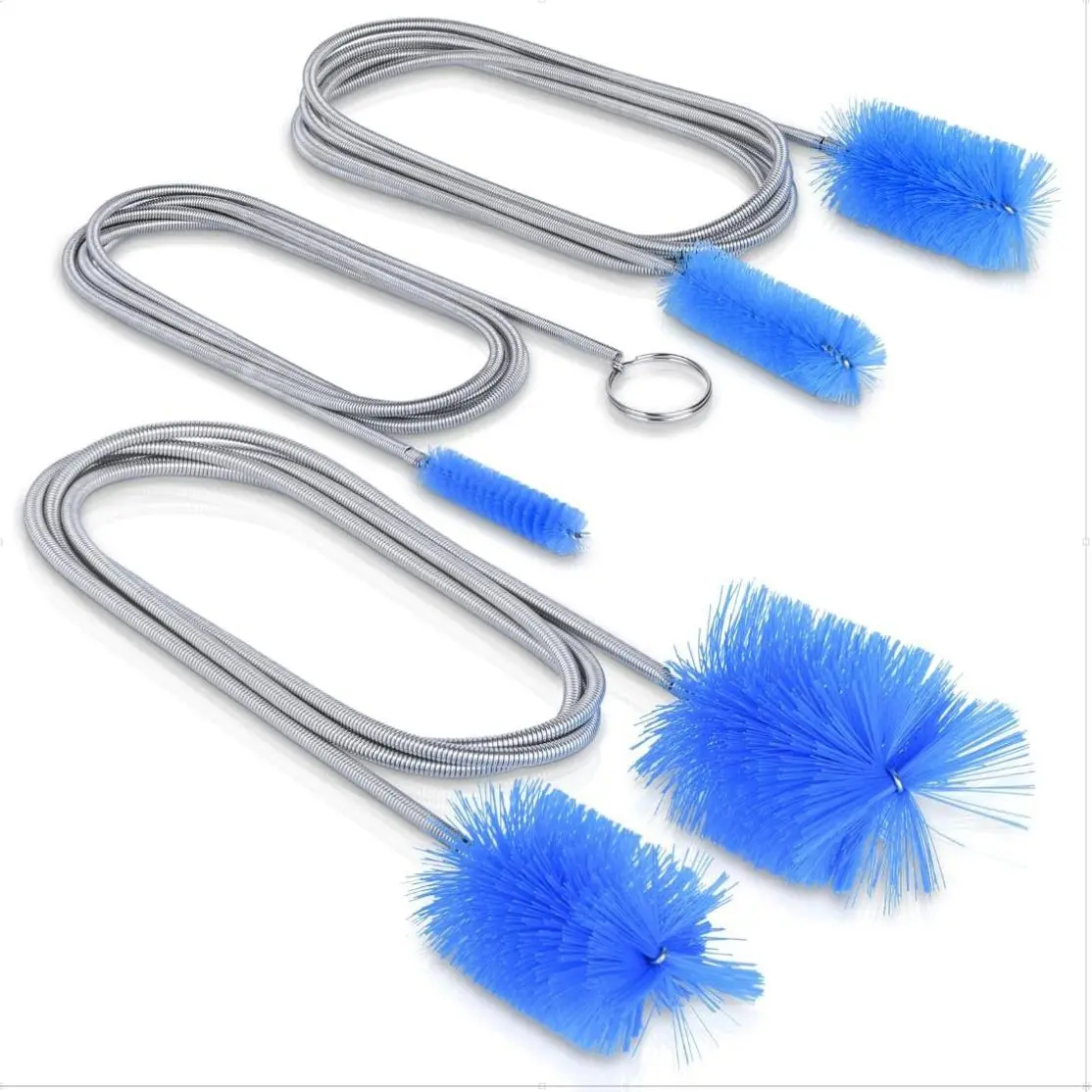 3-Piece Premium Flexible Long Tube Drain Brush Set - Double-Ended Stainless Steel Core, Plastic Brush Heads, 0.78 In, Food-Safe, 5 Sizes, Flexible Reach, -20°C~100°C Clog Remover for Kitchen Sink Pipes