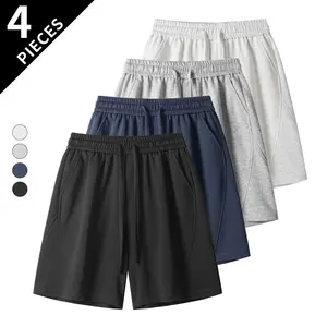 4PCS Men's Athletic Sweat Shorts Loose Lightweight Workout Running Gym Shorts with Pockets