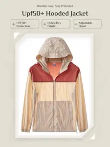 2-Piece Women’s UPF50+ Sun Protection Jacket Set – Breathable perforated design, versatile hooded jacket, quick-dry outerwear for outdoor hiking/cycling, everyday casual wear, and fitness; portable jackets Asian Womenswear