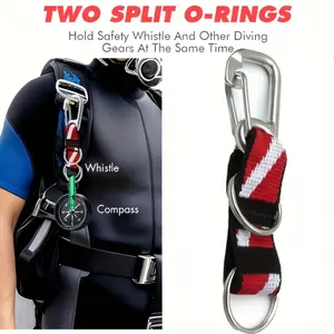1-2 pieces of diving extension hanging rings, hanging key chains, outdoor hanging bags with diving flag webbing are used for diving flashlights, whistles, meters and cameras to BCD accessories.