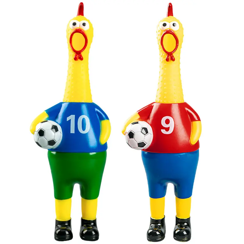 Screaming Chicken Figurines – Interactive Novelty Collectible, Plastic Chicken Statues for Football Party Decor, Funny Gift, Themed Party & Hilarious Props (Blue & Red), Chicken Figure Speciality Statues & Figurines