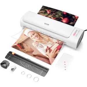 VEVOR Laminator Machine, Cold and Hot Laminator for Max A3 Paper Size, 1 min Quick Warm Thermal Laminator, 3-5 mil Thickness, Ideal for Home, Office, Business, or School Supplies, White + Grey