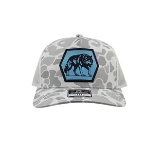 Wolf Richardson 112PFP Duck Camo Snapback Trucker Hat with Engraved Leatherette Patch & Adjustable Closure for Comfort