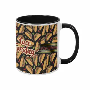 Taco Tuesday Mug (11oz/15oz) Colorful Mexican Food Pattern Vibrant Durable Ceramic Easy Grip Perfect for Kitchen Dining Party BBQ Gift