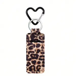 Women's Leopard Print Lipstick Keychain, Extensible Lipstick Case, Animal Print Design, Durable Fashion Cosmetic Storage, Keychain For Bags