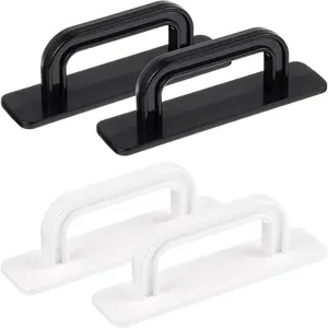 4-Pack Self-Adhesive No-Drill Stick-On Handles, Push-Pull Door Handles for Kitchen Cabinets, Sliding Closets