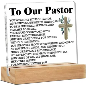 Gifts for Pastors, Thank You Gift for Pastor Preacher Church Leader, to Our Pastor Clear Desk Decorative Sign Home Acrylic Decor