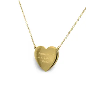 My Heart Necklace 2  MAMA - Stainless Steel Heart-Shaped Design, Gold Plated Finish